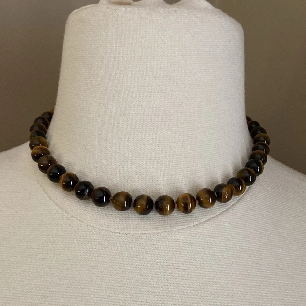 Tigers eye Necklace 16” / .925 Drop Earrings 2” & Stretch Bracelet Set